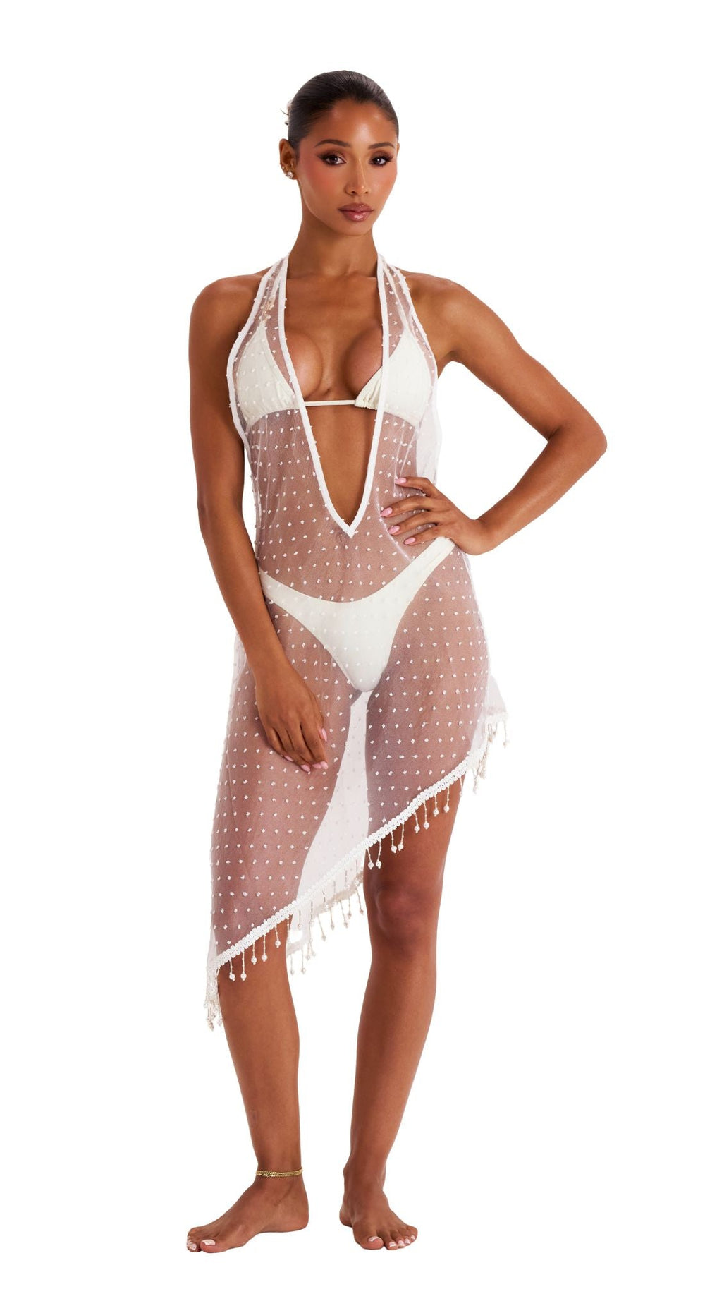Sheer Organza Dot Slip Dress