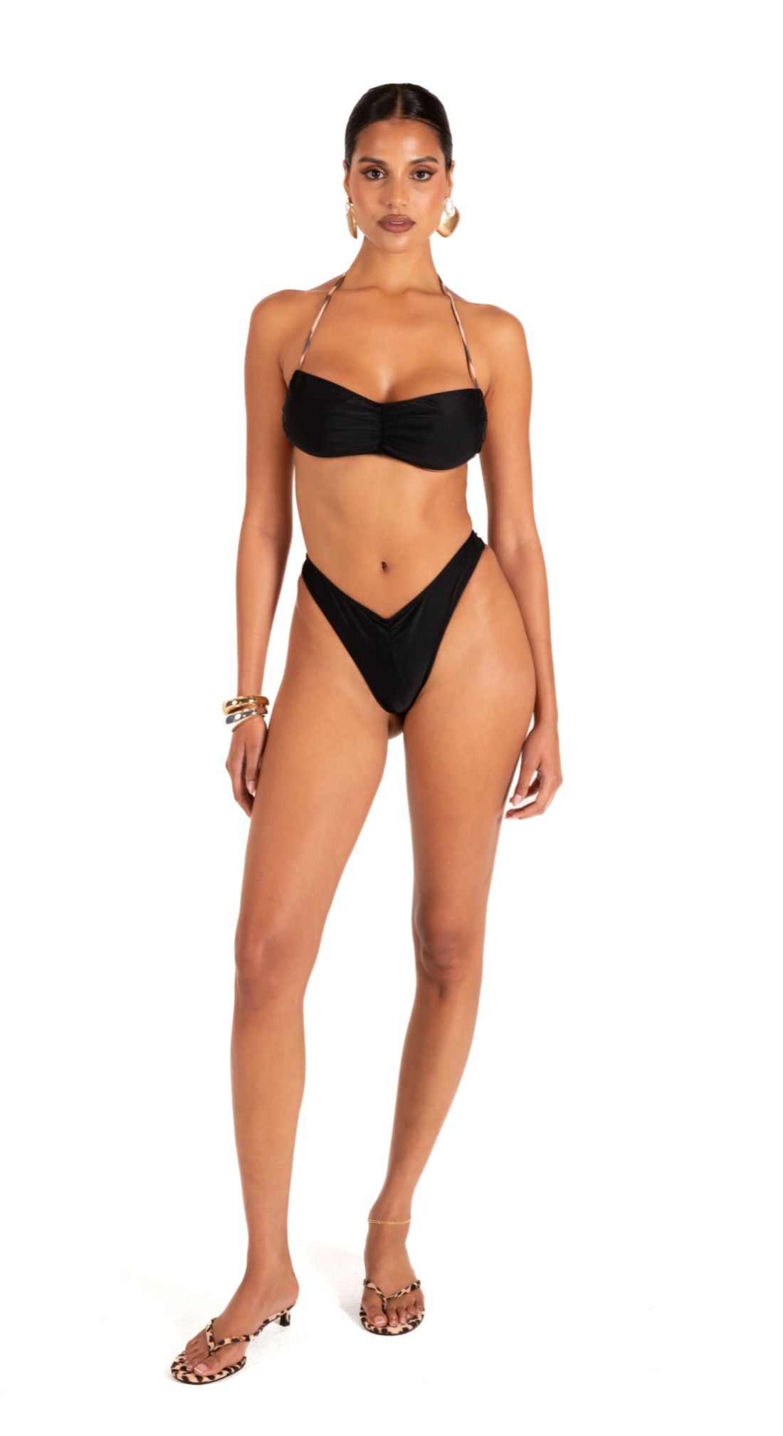Ruched V-Cut Bikini Bottom
